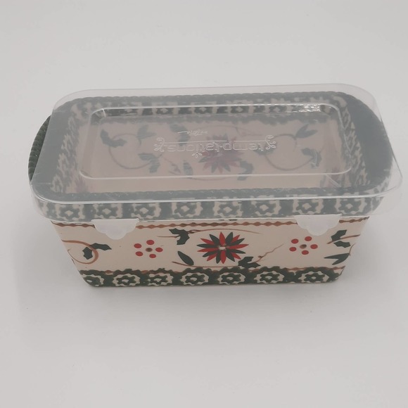 Temptations Ovenware Green Red Mini Loaf Pan Holiday w/Lid - Picture 6 of 6